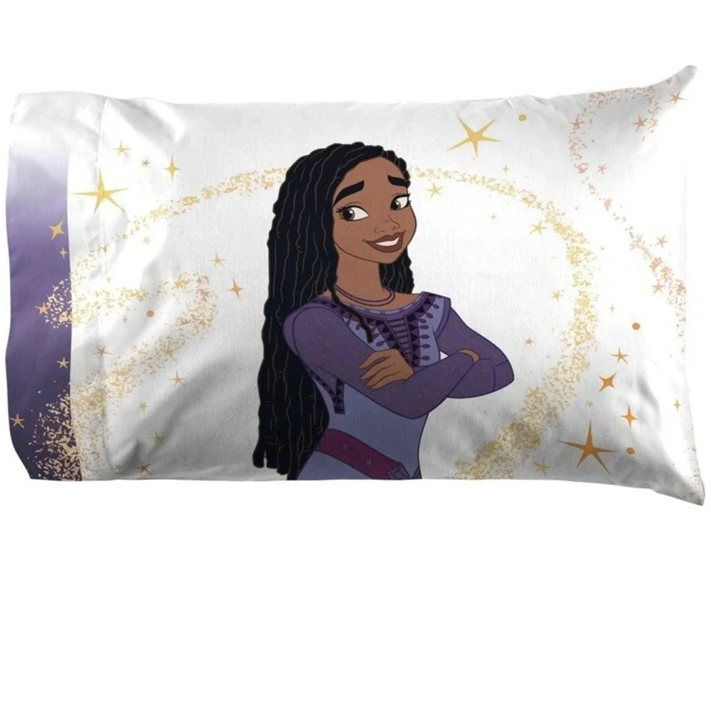 Disney Wish Asha Star Full Sheet‎ Set 4 Piece Super Soft Purple Gold NEW